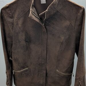 Chico's Distressed Brown Leather Jacket